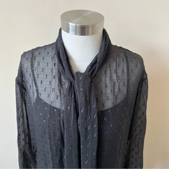 New! Theory Metallic Silk Scarf Dress/ Black 17999 - Picture 5 of 13